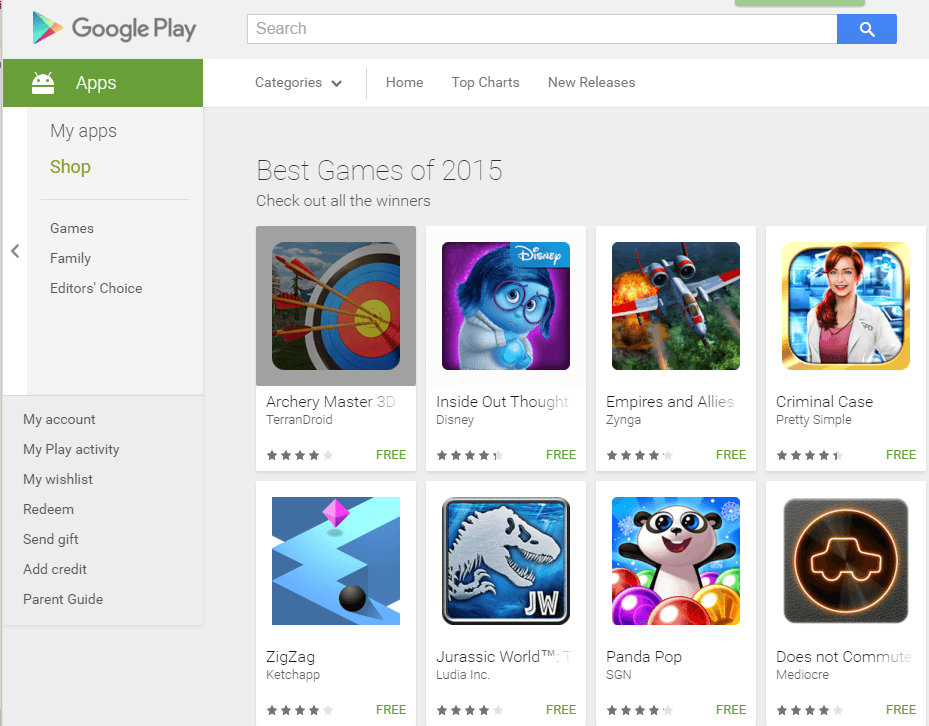 Google Play Store publishes lists of the best apps and best games of 2015